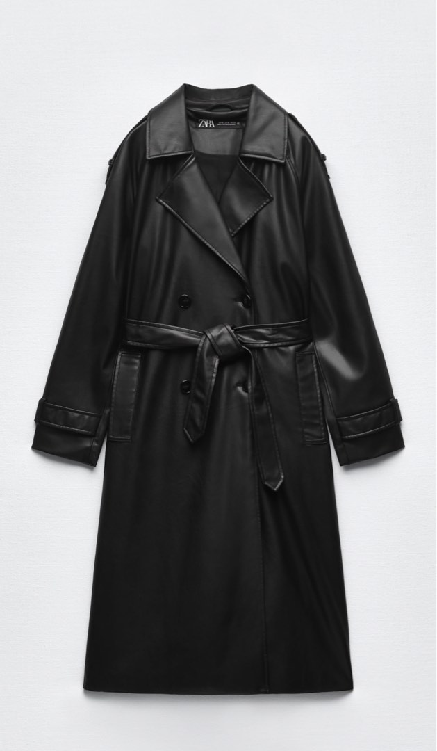 Zara faux leather trench hot sale coat