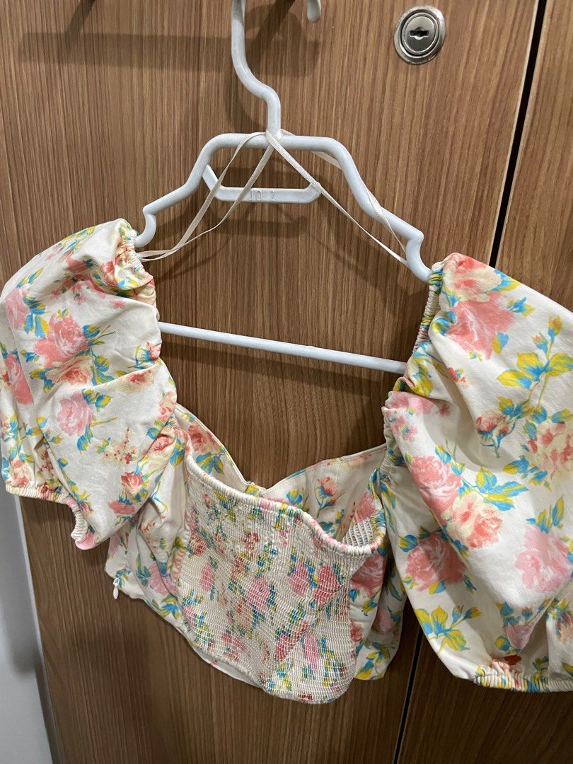 ZARA Floral Corset Top, Women's Fashion, Tops, Blouses on Carousell