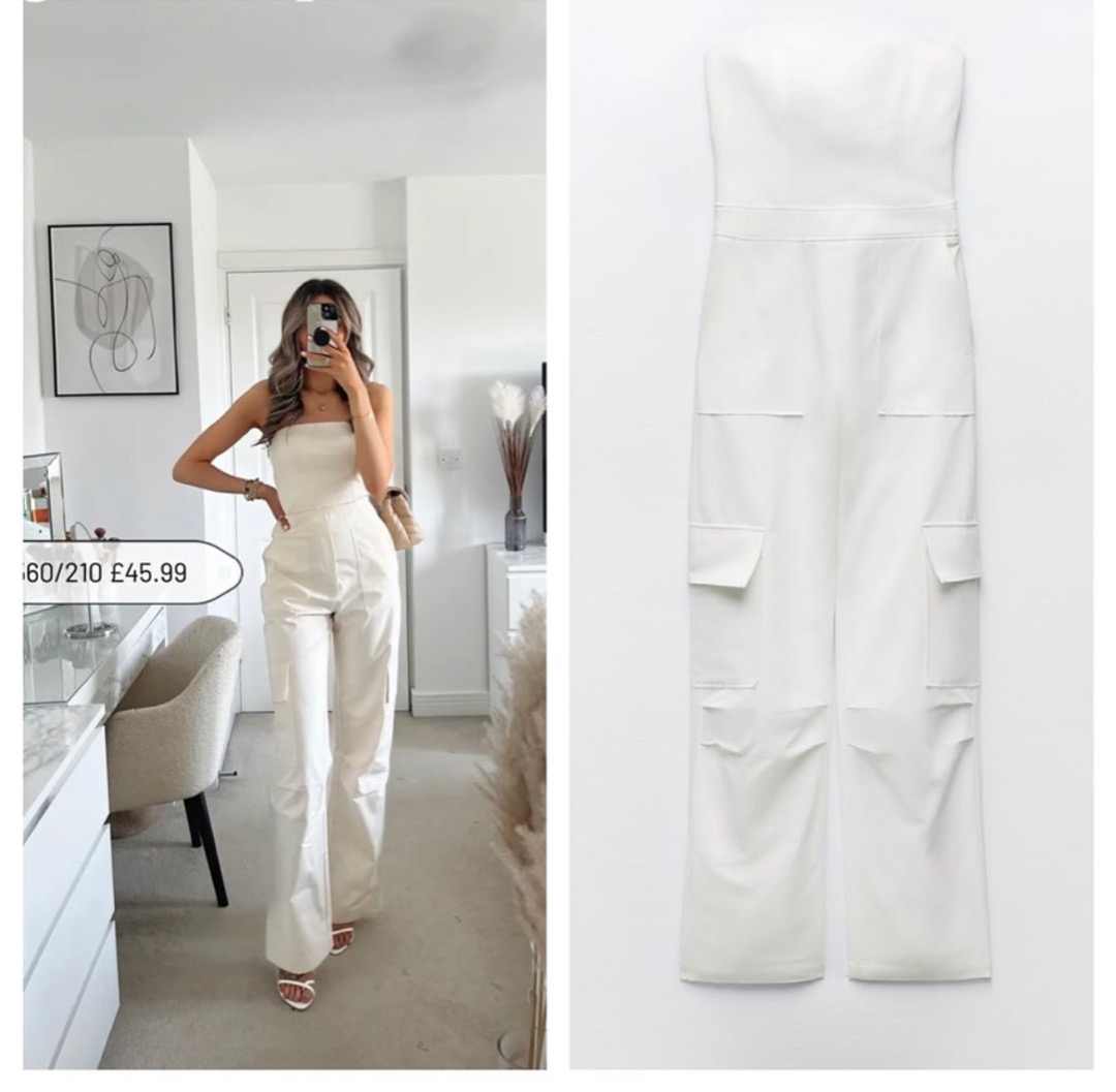 Zara jumpsuit white Women s Fashion Dresses Sets Jumpsuits on Carousell