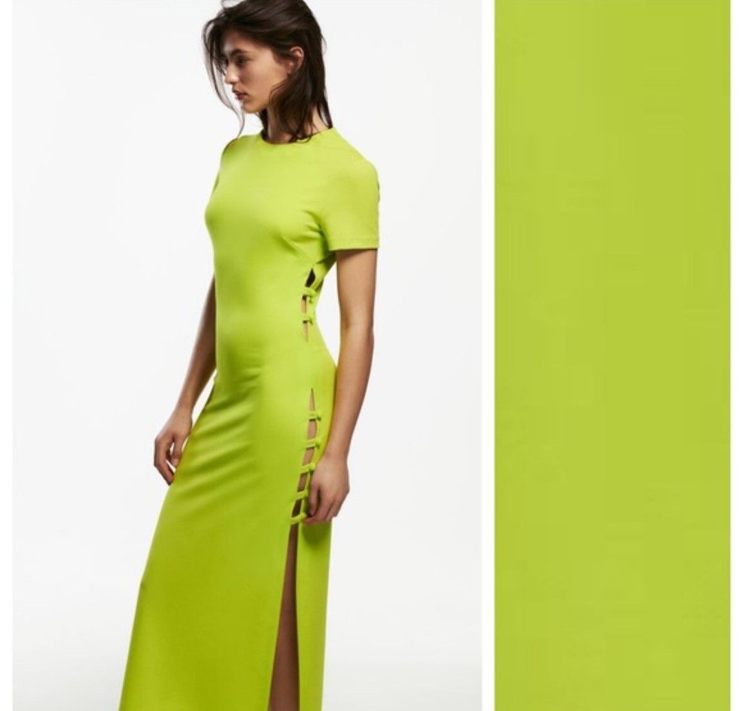 Zara green sales button dress