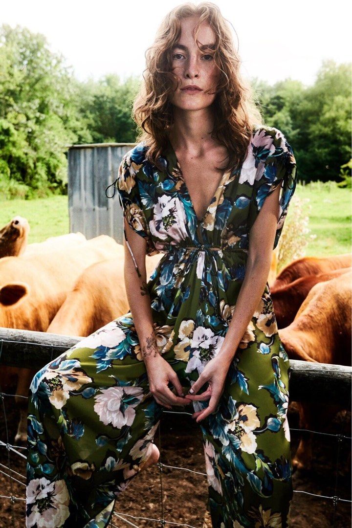 Zara Satin floral jumpsuit Women s Fashion Dresses Sets
