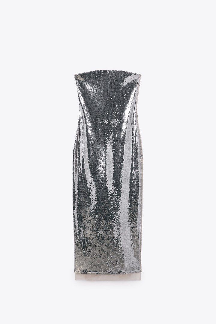 zara silver glitter dress
