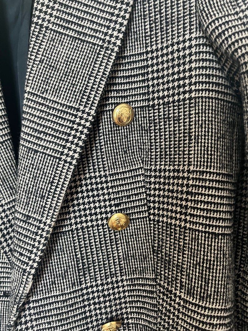 Checked tweed hotsell blazer zara