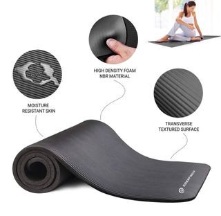 10mm Extra Thick Yoga Mat Exercise with Carrying Strap