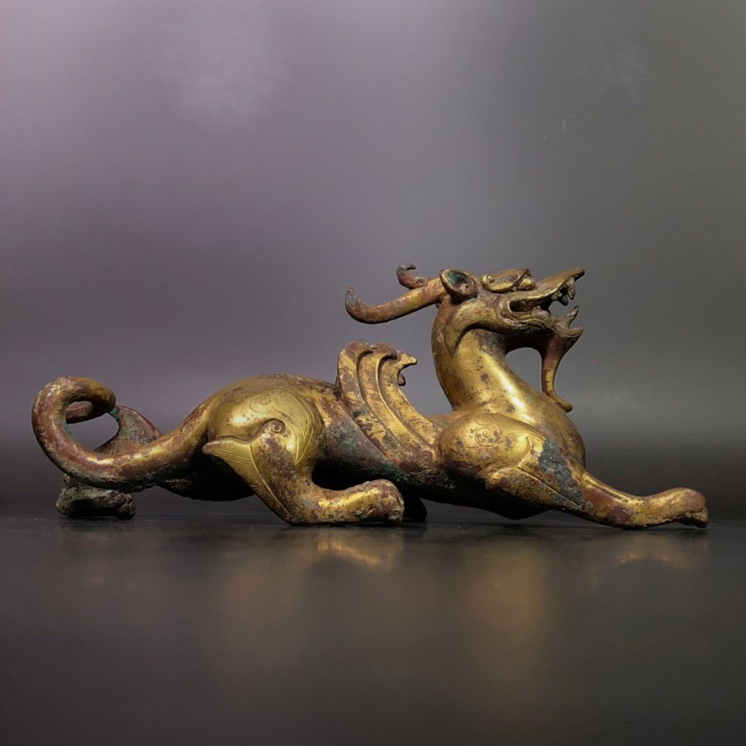 青銅器戰漢時期鎏金貔貅獸, 興趣及遊戲, 收藏品及紀念品, 古董收藏 