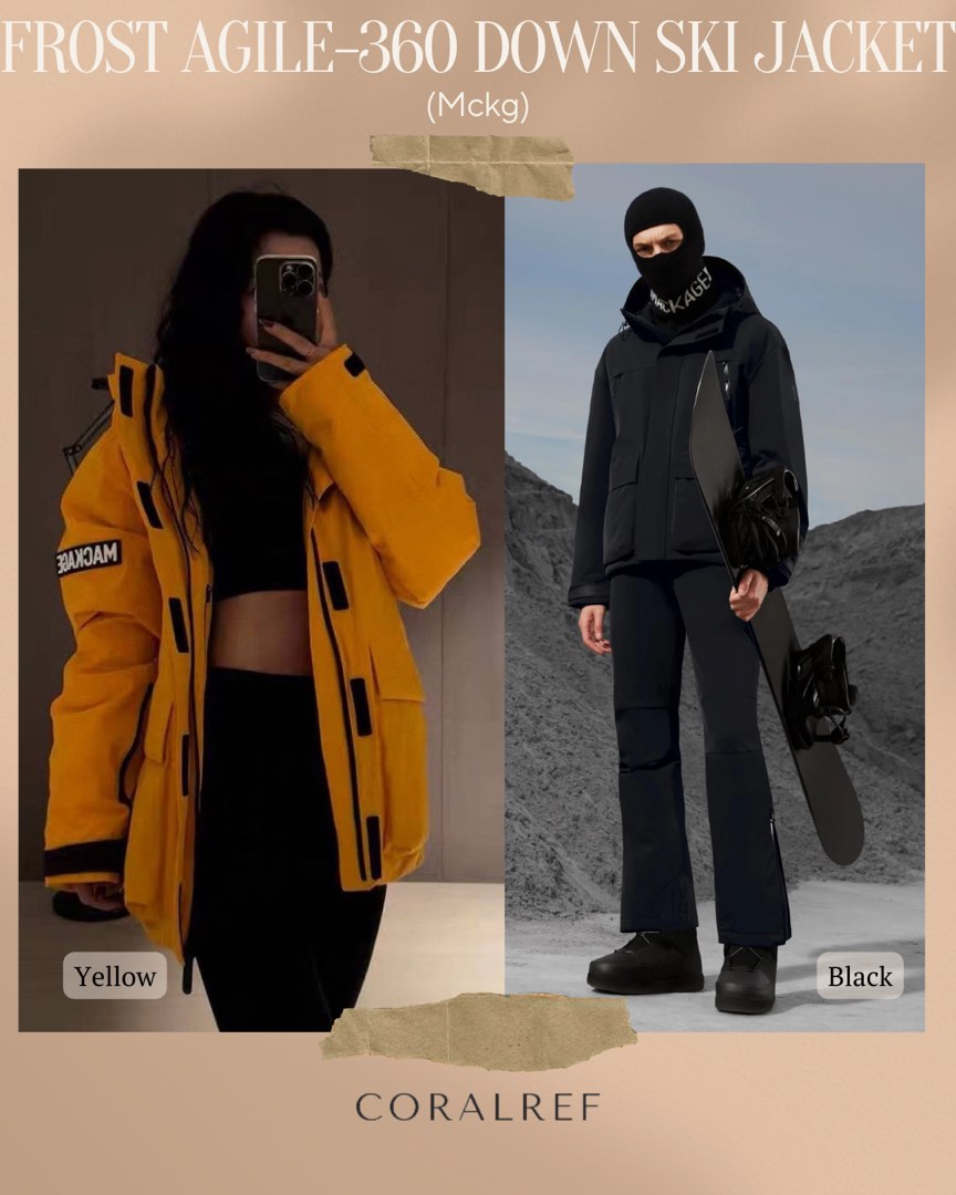 Mackage Frost Agile 360 Down Ski Jacket in yellow and black