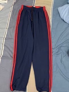Adidas Vintage Mens Tracksuit Pants Trousers Blue Red
