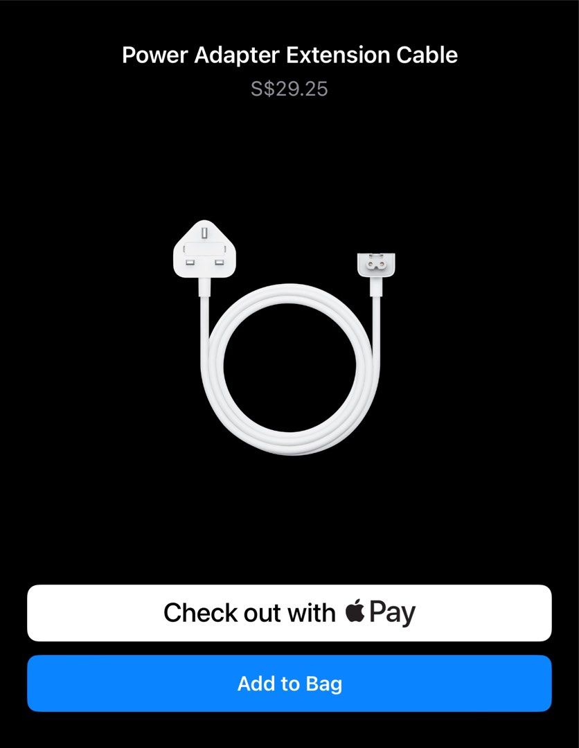 Apple Power Cord Extension Cable 3Pin, Computers & Tech, Parts