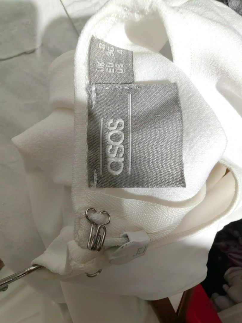 Asos cutoff white pleated sides long tabard dress, Women's Fashion