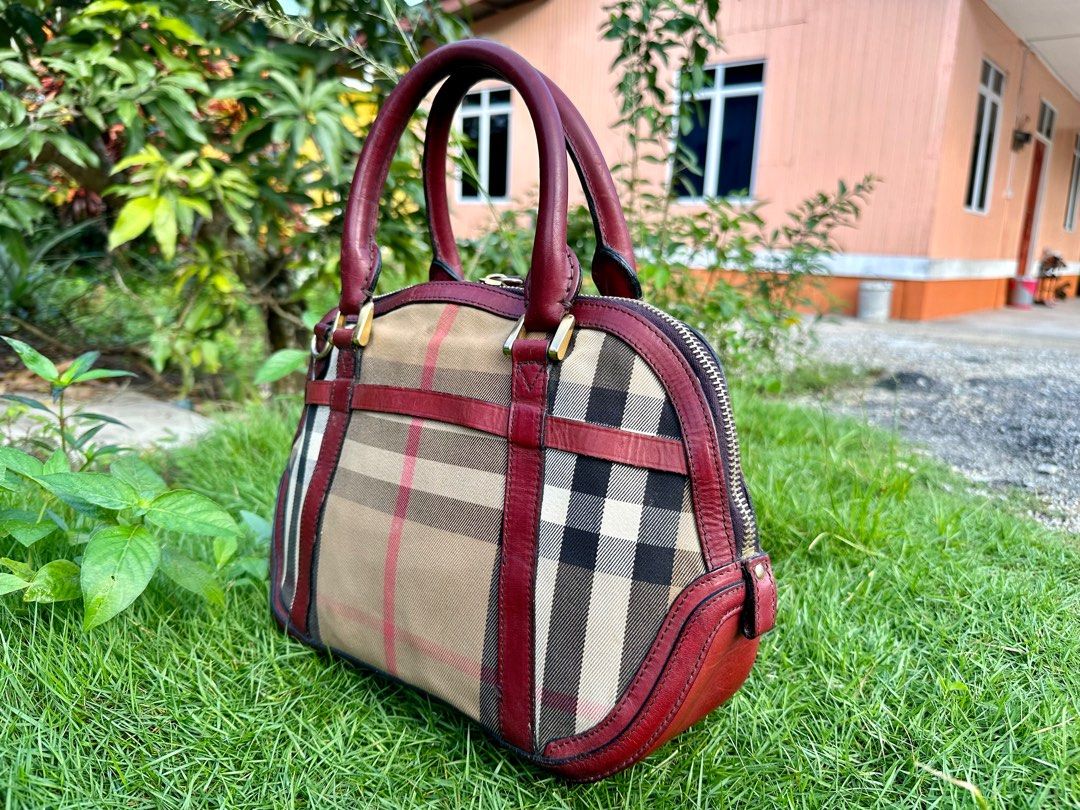 Authentic Burberry House Check Orchard Bowling Tote Bag