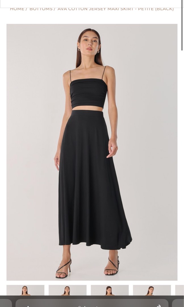 AVA COTTON JERSEY MAXI SKIRT PETITE BLACK Women s Fashion