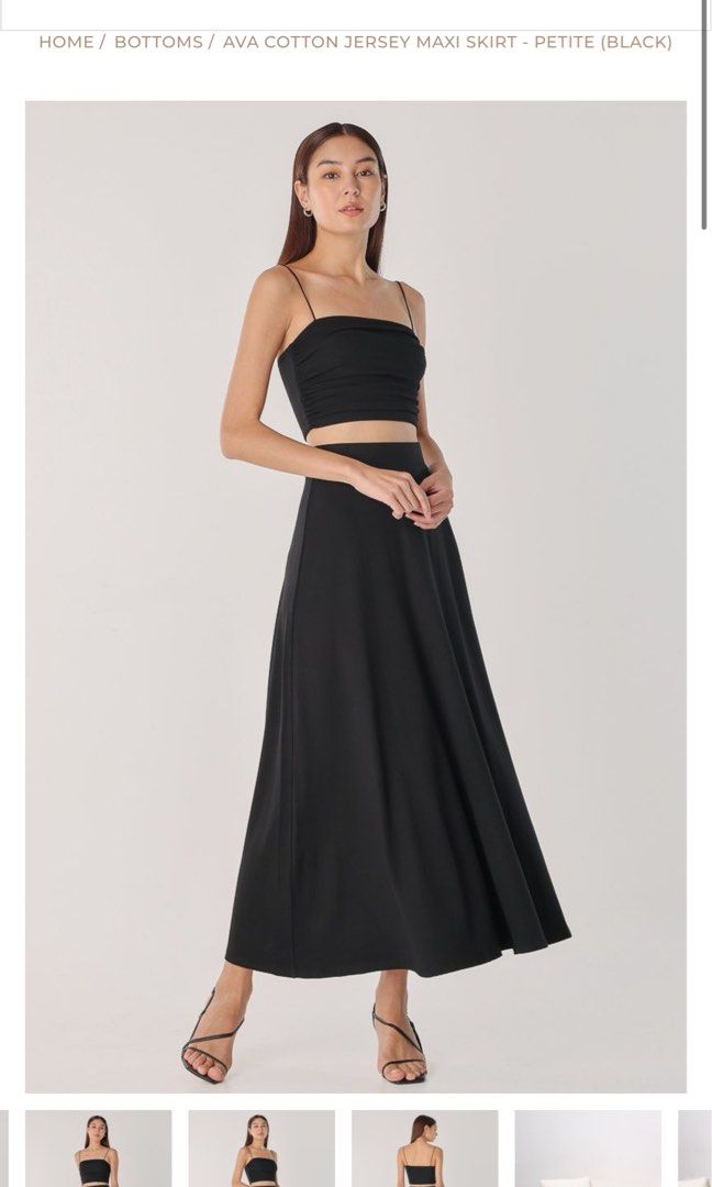 Black cotton top jersey maxi skirt