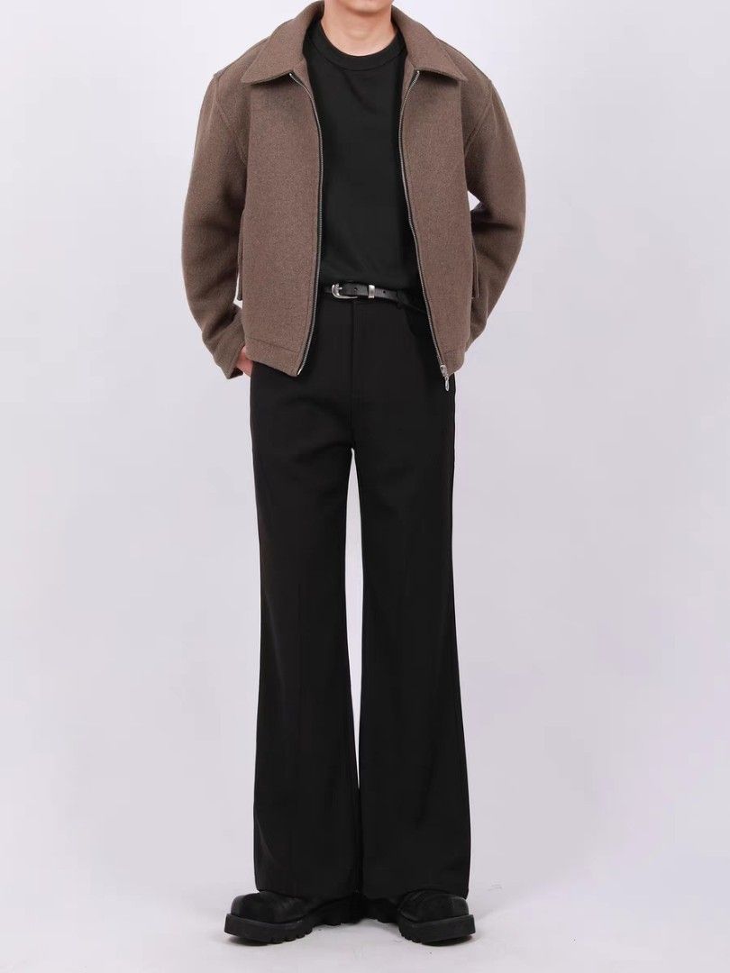Mens black bell bottom pants top
