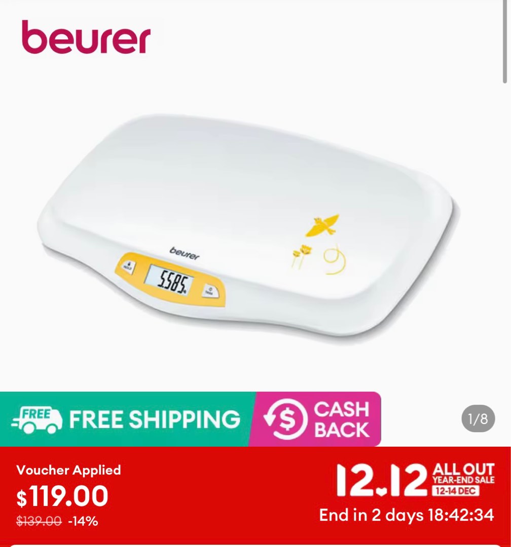 Beurer Baby Weighing Scale, Health & Nutrition, Health Monitors ...