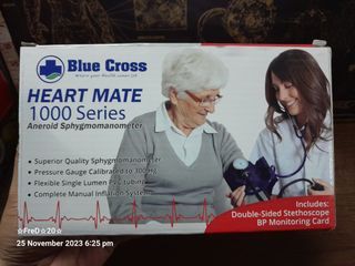 Blue Cross Heart Mate 1000 Series Aneroid Sphygmomanometer Complete w/ Box