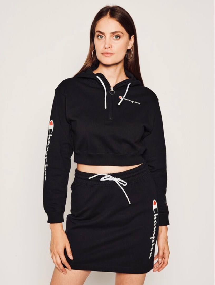 Brand New Champion Half Zip Up Cropped Hoodie Women s Fashion
