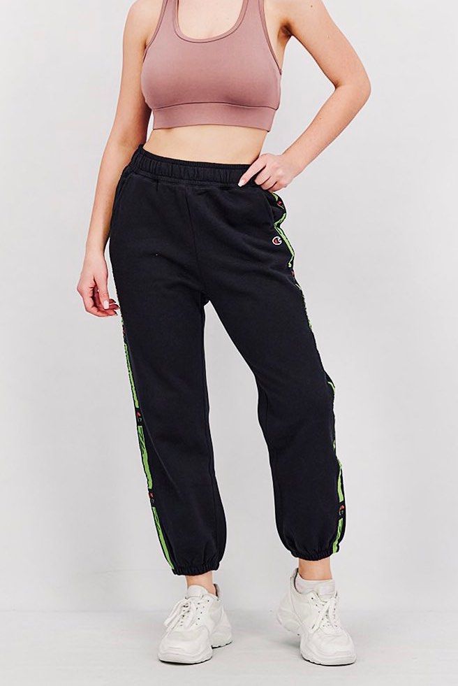 Brand New Unisex Champion Sweatpants with Lime Green Side Tape