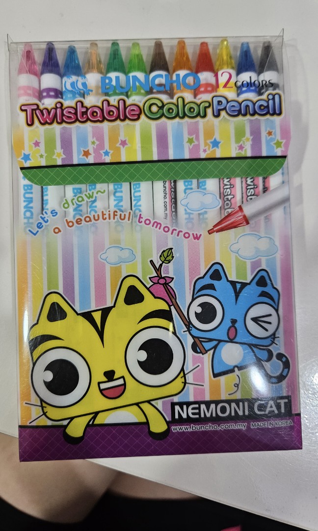 Buncho Nemoni Cat Twistable Color Pencils 12 Colors / 18 Colors