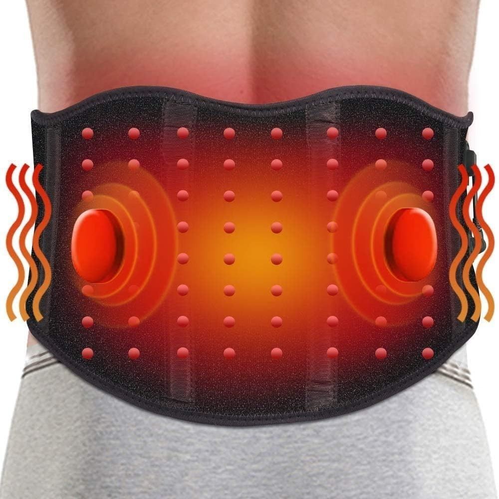 Heated Back Brace With Vibration Massage, Electric Lower Back Heating Pad  Massager