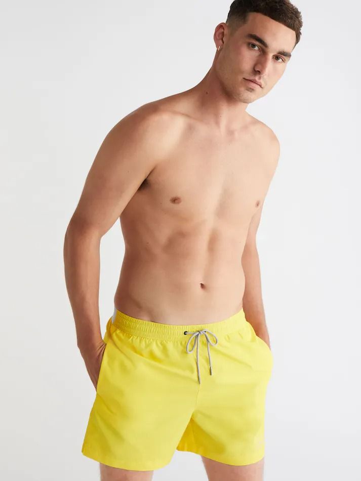 Calvin Klein Core Festive Medium Drawstring Swim Shorts Yellow