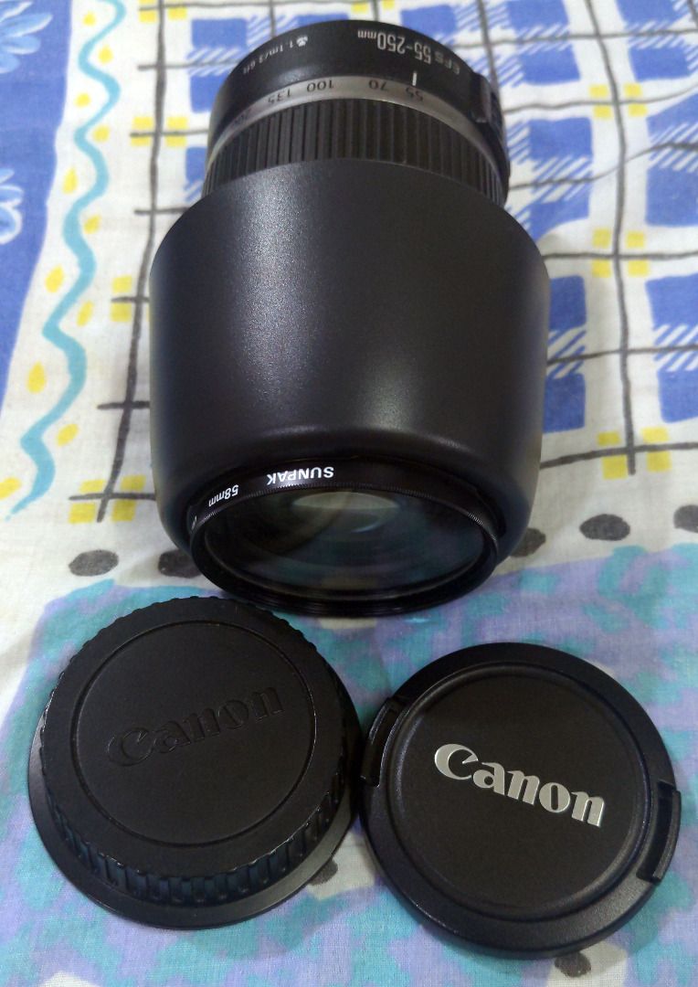 Canon EF-S 55-250mm F4-5.6 IS + 副廠ET-60 遮光罩, 攝影器材, 鏡頭及