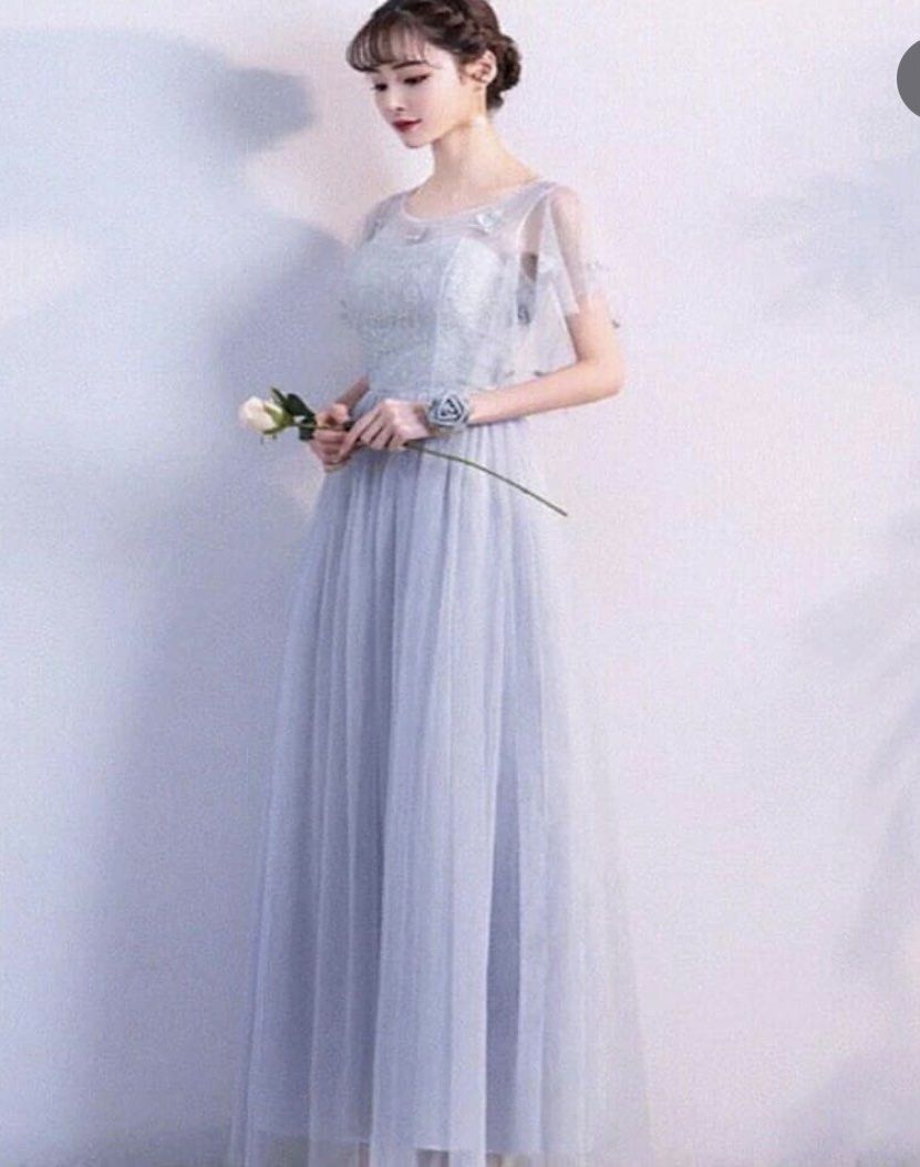 Capelet gown with flowers powder blue Women s Fashion Dresses Sets Evening dresses gowns on Carousell
