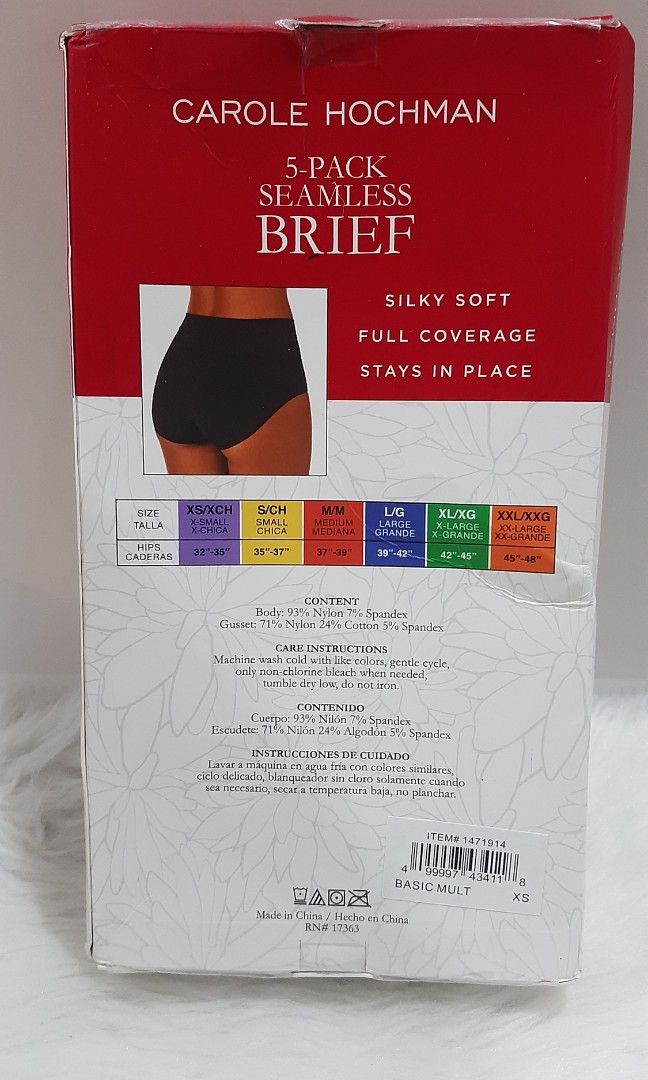 CAROLE HOCHMAN SEAMLESS UNDIES FOR WOMEN - 5pcs/pack SIZE S AND XS