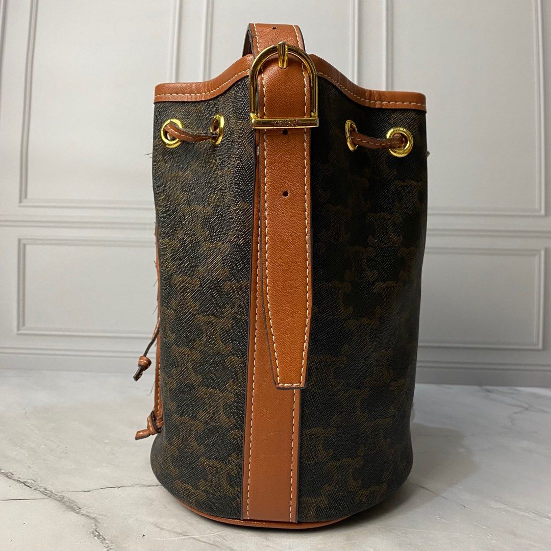 Celine small drawstring bag in triomphe canvas clearance