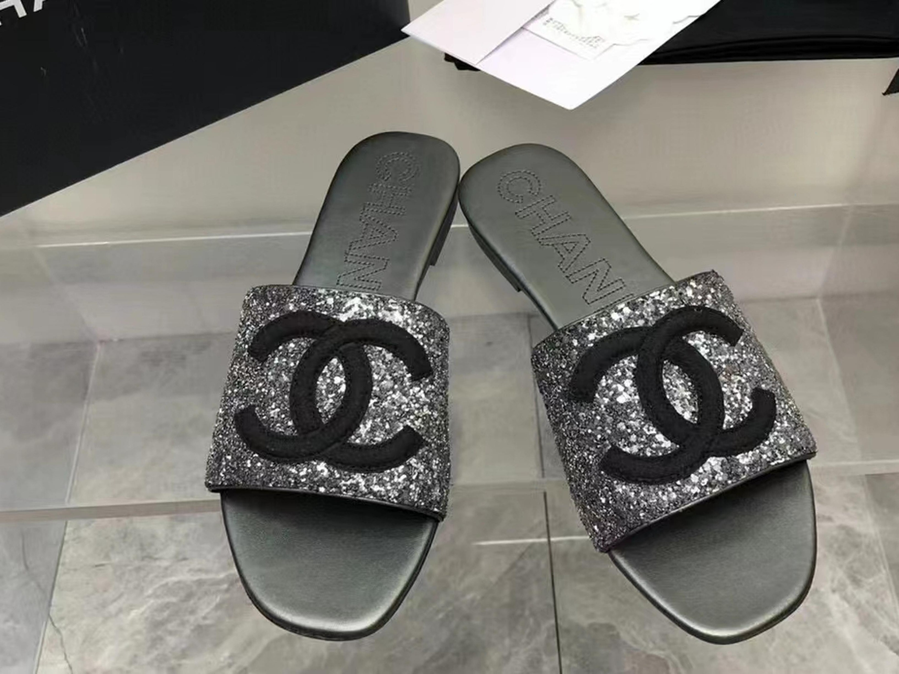 Chanel glitter clearance slides