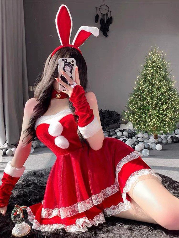SG ready stock Christmas costume with bell lolita dress cosplay