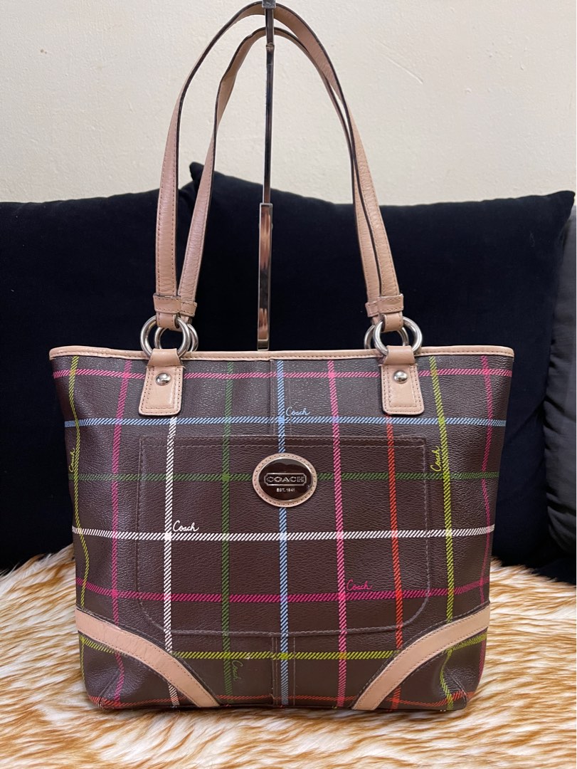 Coach plaid outlet tote