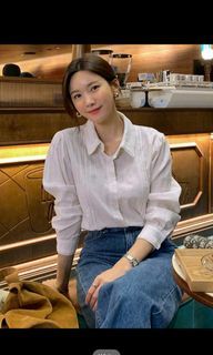 DAZY SHEIN WHITE SOLID BUTTON DOWN SHIRT LONGSLEEVES FORMAL KOREAN STYLE OFFICE TOP SUMMER BLOUSE