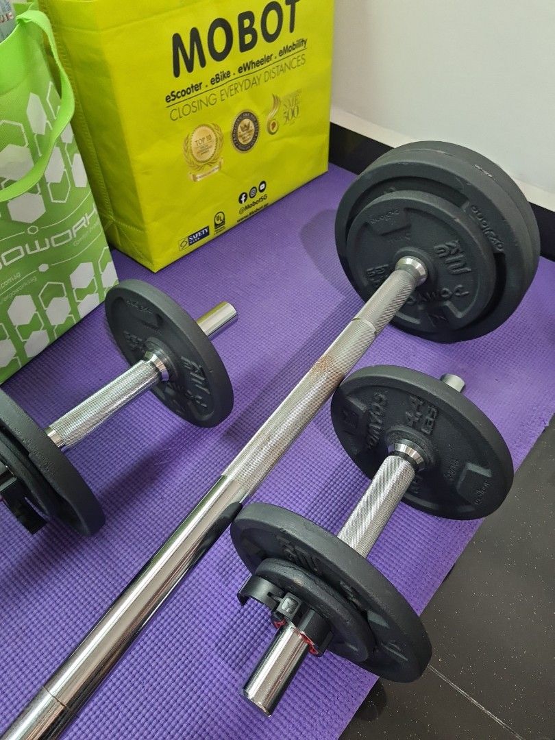 Decathlon kit bar 50kg, Sports Equipment, Exercise & Fitness, Weights & Dumbbells on Carousell
