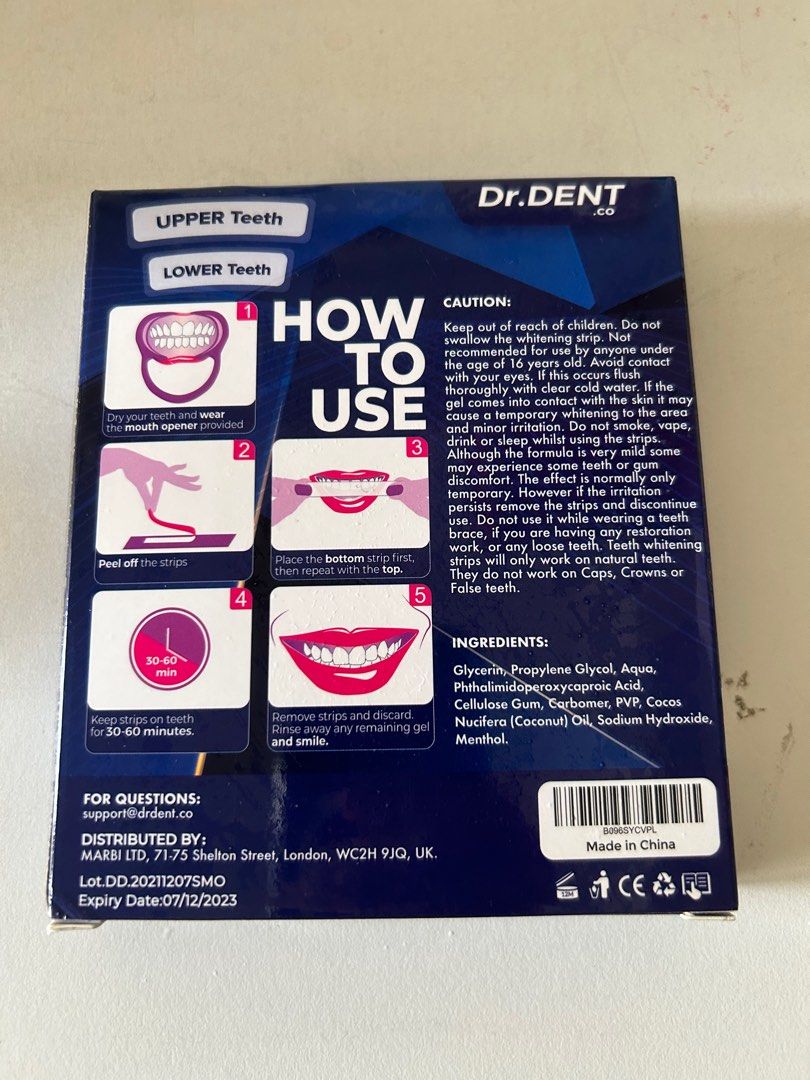 Dr dent teeth whitening strips, Beauty & Personal Care, Oral Care on