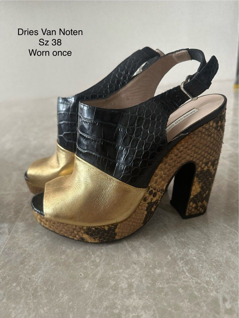 dries van noten gold sandals