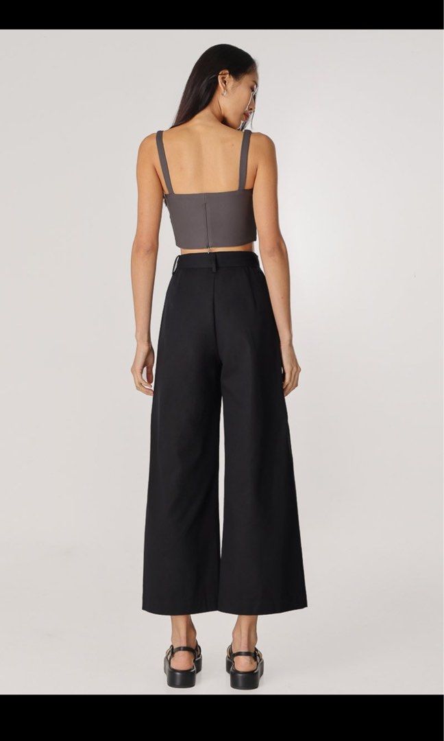 ELOY BELTED CARGO WIDE LEG PANTS (BLACK)