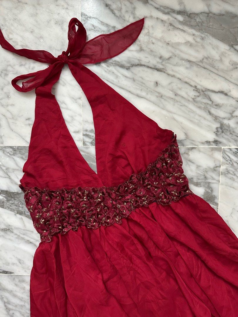 Bcbg embroidered halter dress cheap