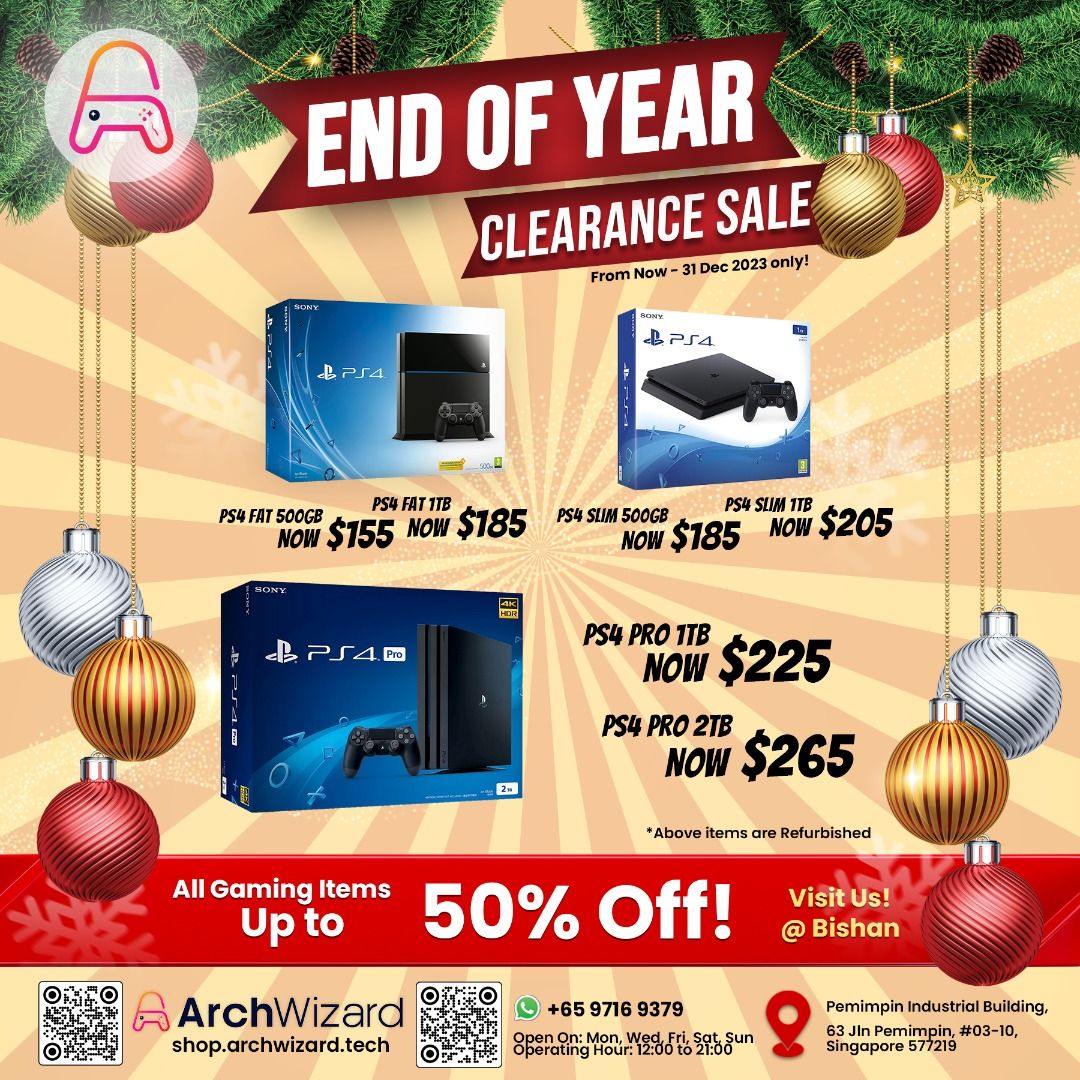 End Year Clearance Sale PS5 Fat PS5 Slim NS OLED Meta Quest 3 PS4 Fat Slim Pro NS Lite Gen1 Gen2 Joy con Hori Game PlaySeat Racing Wheel