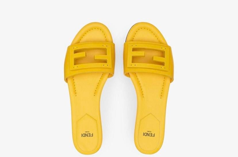 Yellow cheap fendi slides