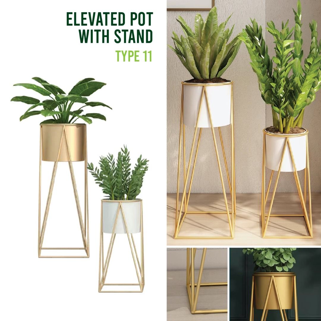 Flower Pot Plant Rack Metal Standing Planter Pot Vase Plant Stand Rack ...