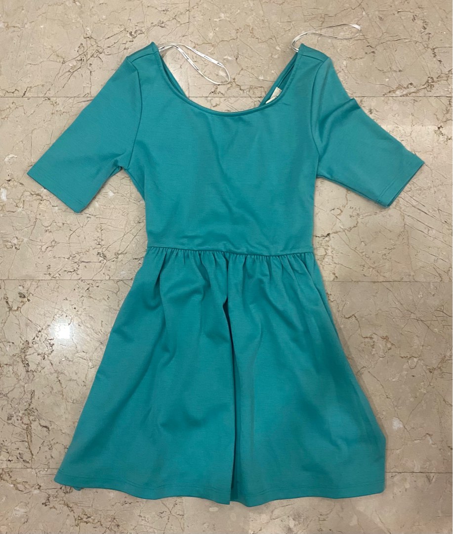 Forever 21 Turquoise Babydoll Dress with Criss Cross back design