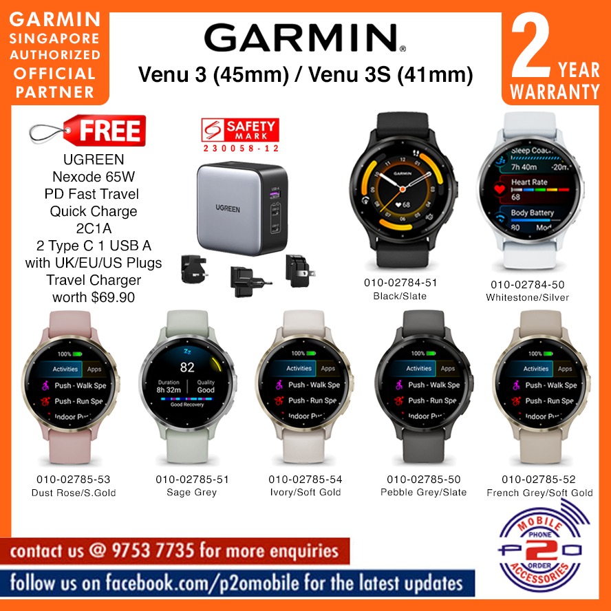 Garmin Venu 3S, GPS, Smartwatch, 41mm, Pebble Grey/Slate