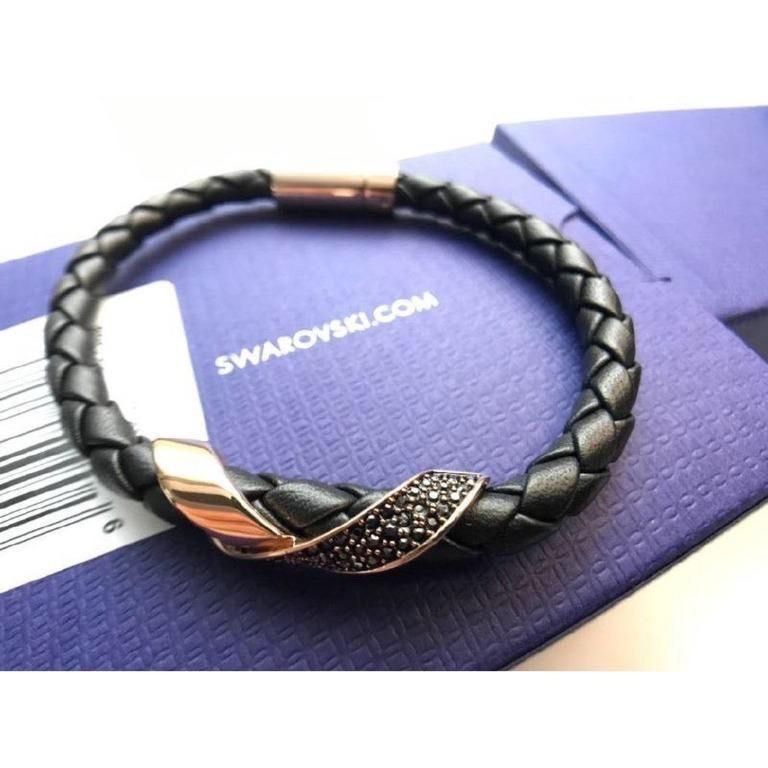 Swarovski mens leather bracelet on sale