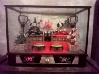 Hinamatsuri Dolls in Glass Case With Music Box