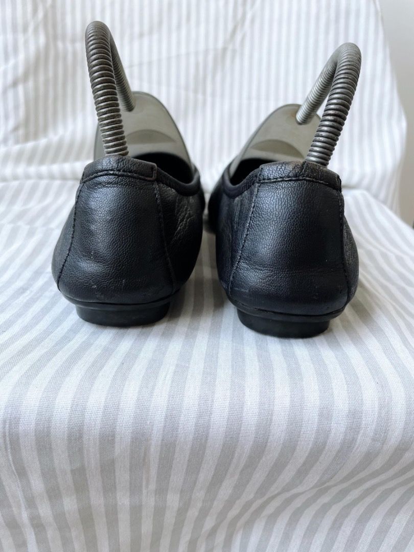 Hush Puppies Flat Shoes Genuine Leather Black Original Authentic