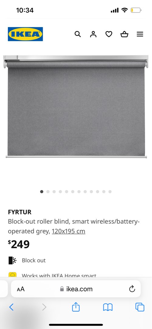 IKEA blind Black out(original price 250) remote controlled, Furniture