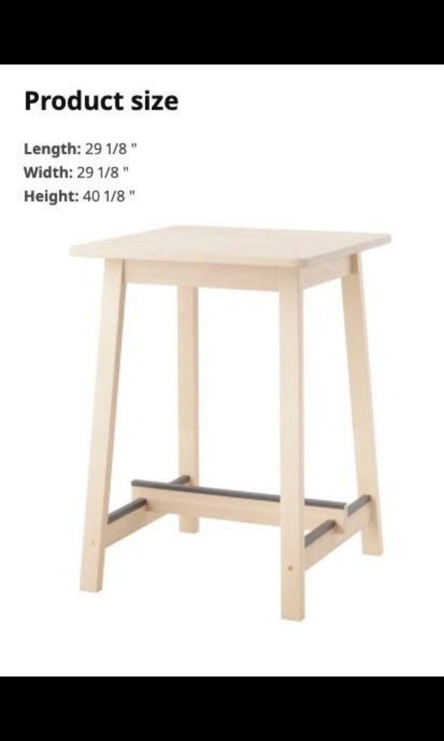 Ikea Norraker 102cm high table and 2 Stig high chairs 74cm Black Furniture Home Living Furniture Tables Sets on Carousell