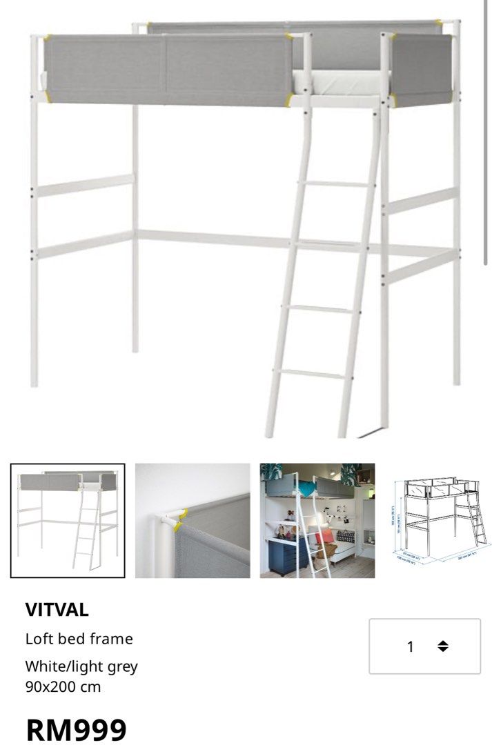 Ikea Vitval Loft Bed, Furniture & Home Living, Furniture, Bed Frames