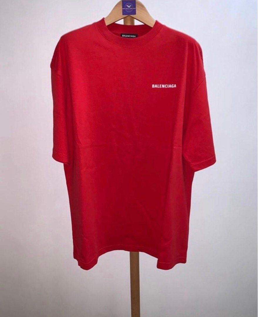 INSTOCK BALENCIAGA REAR LOGO RED TEE Men s Fashion Tops Sets