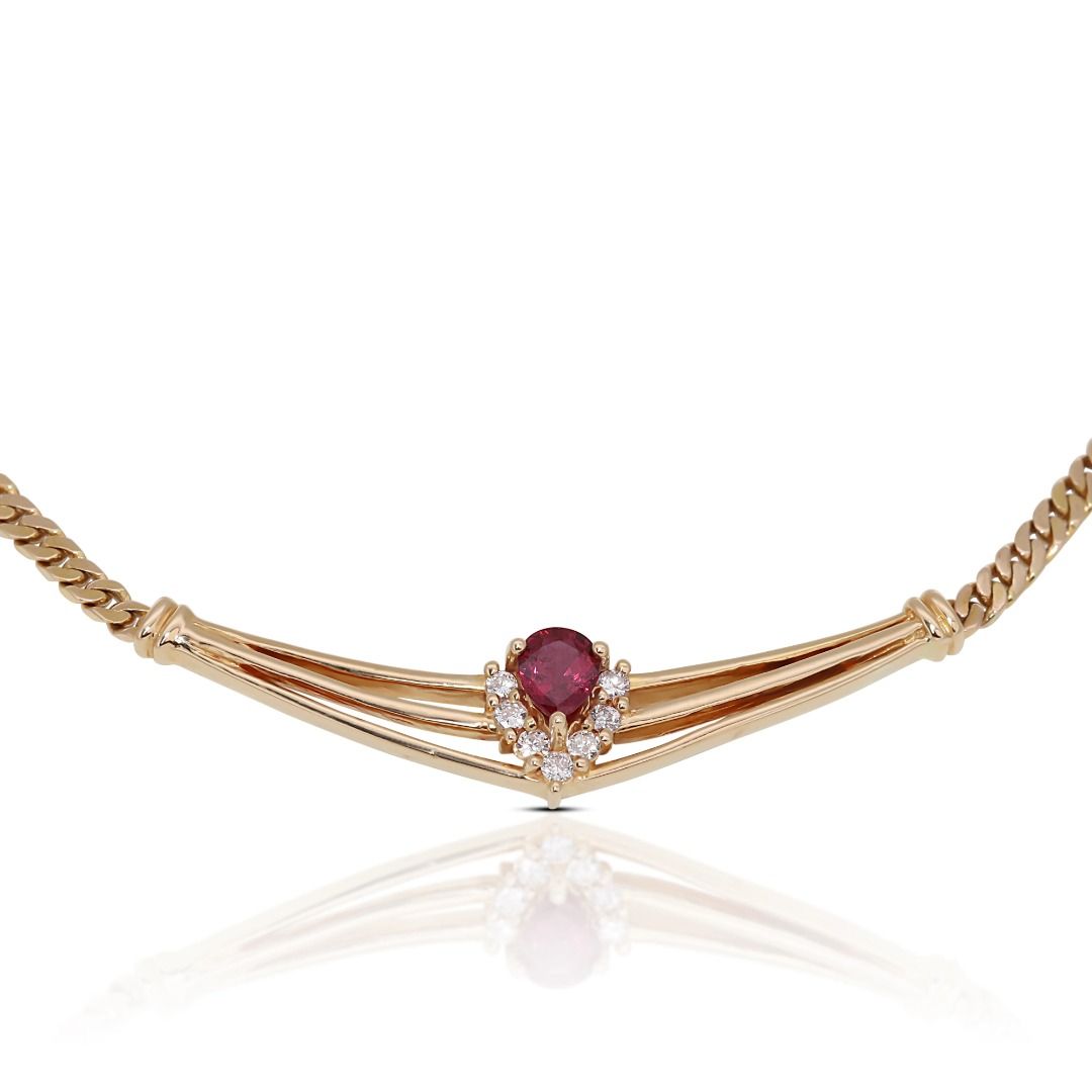 Intricate 18K Yellow Gold Ruby Necklace 145066 Women s Fashion